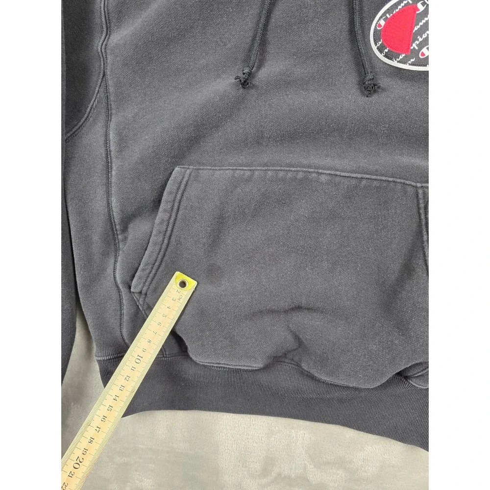 Champion Reverse‎ Weave Hoodie Womens Small Black Logo Pullover Sweatshirt Heavy